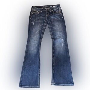 Miss Me women jeans Easy Boot Dark wash Bootcut size 27 leather back patch Y2K